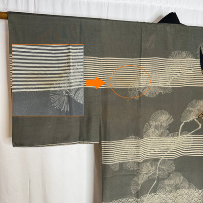 "Black Cormorant" Man's Juban Underkimono