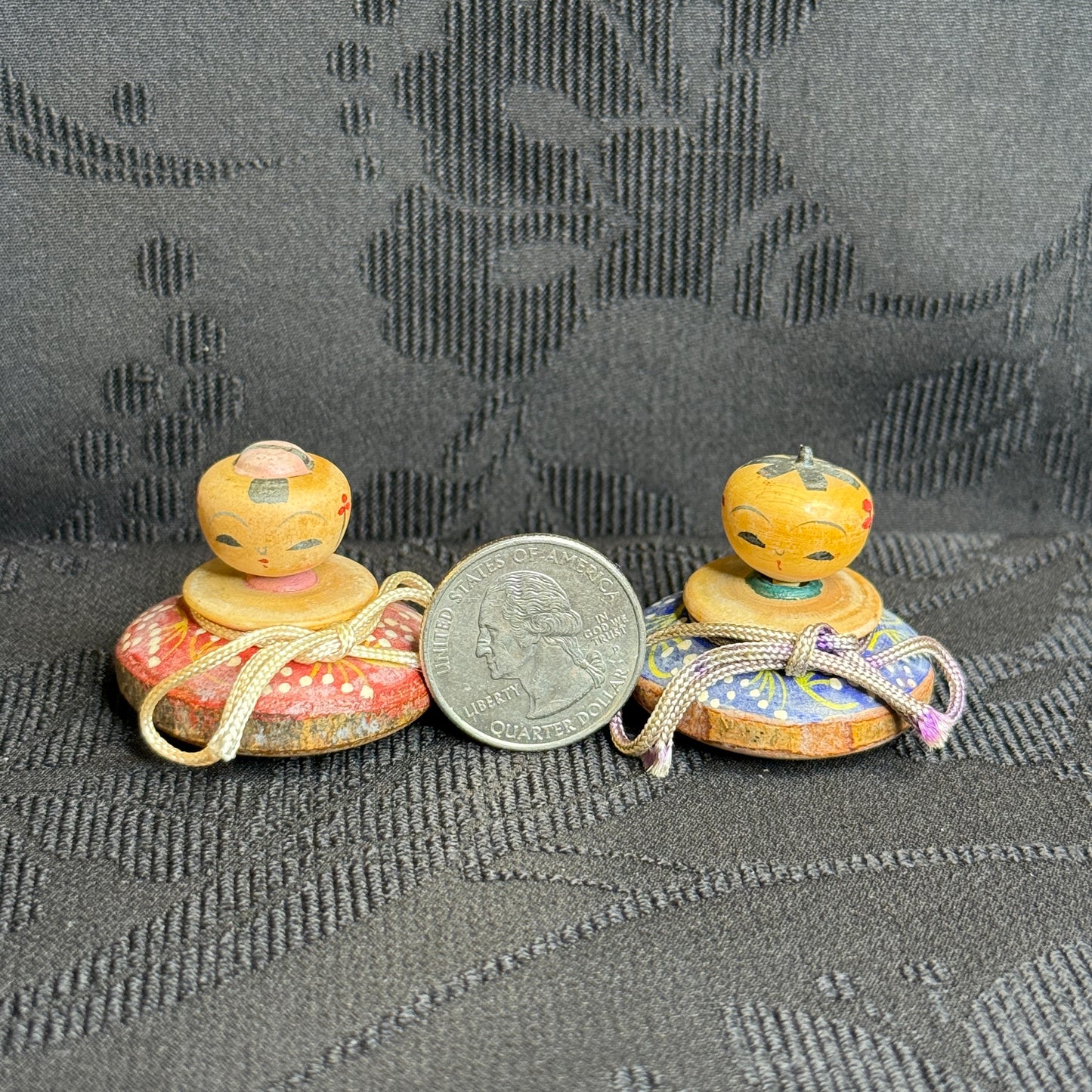 "Spinning Sweethearts" Vintage Kokeshi Doll Pair