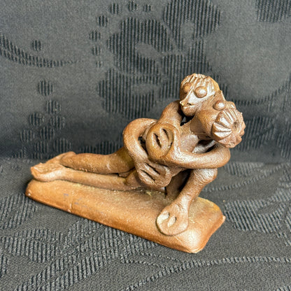 "Embracing Kappa" Vintage Clay Sculpture