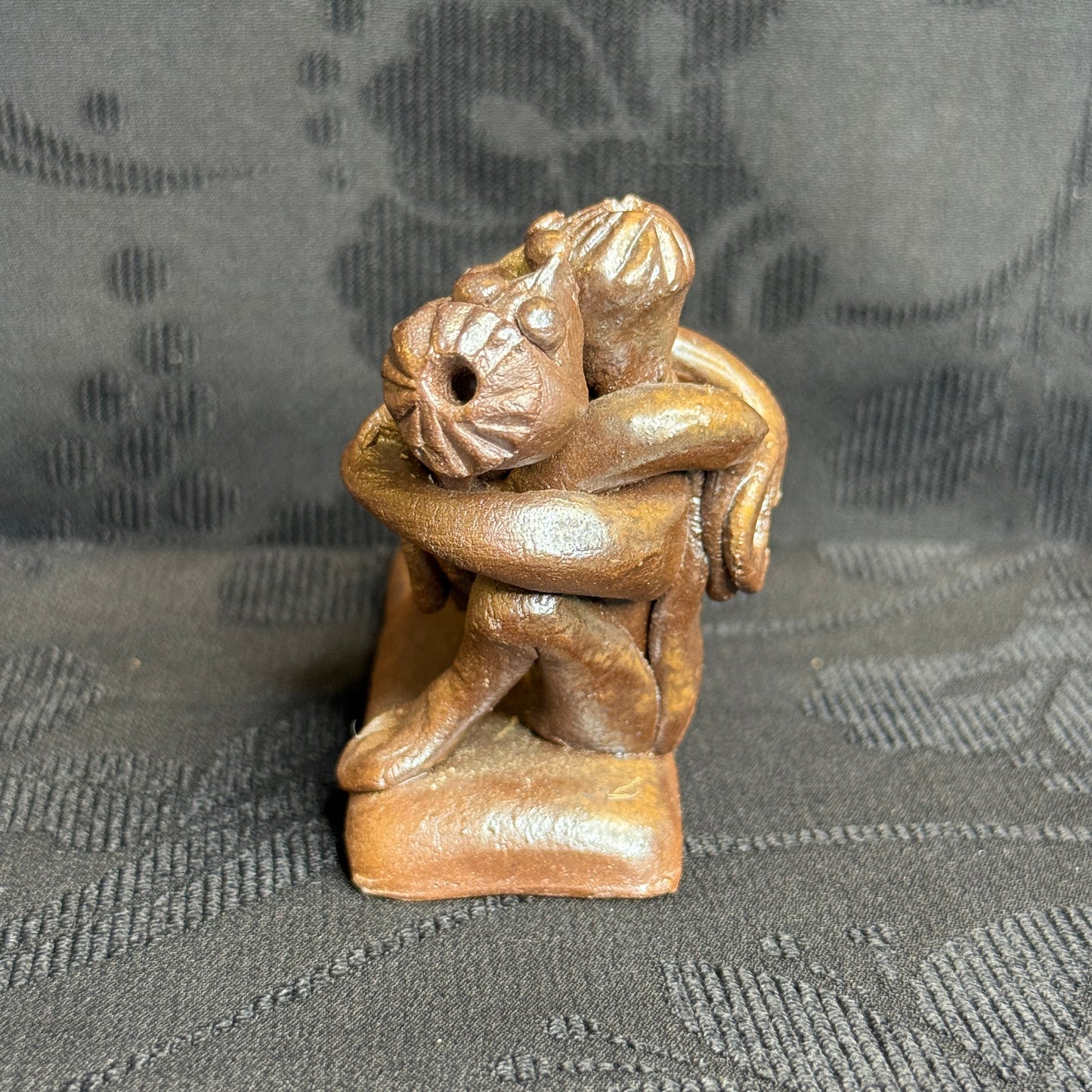 "Embracing Kappa" Vintage Clay Sculpture