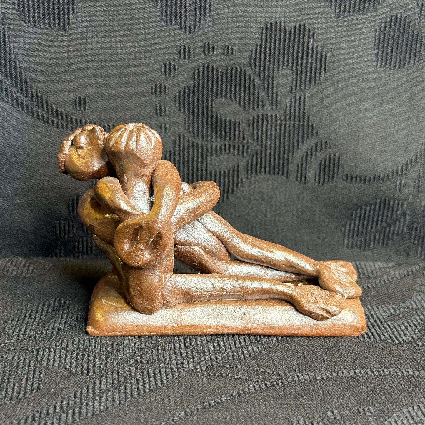 "Embracing Kappa" Vintage Clay Sculpture