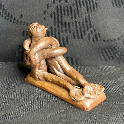 "Embracing Kappa" Vintage Clay Sculpture