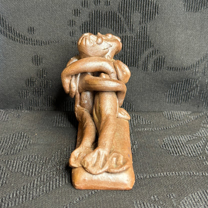 "Embracing Kappa" Vintage Clay Sculpture