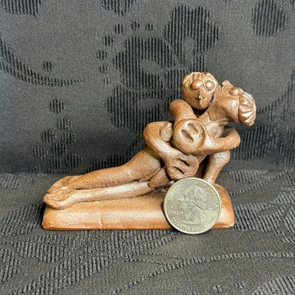 "Embracing Kappa" Vintage Clay Sculpture