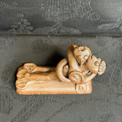 "Embracing Kappa" Vintage Clay Sculpture