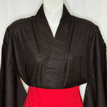 "Shadow Script" Vintage Casual Kimono