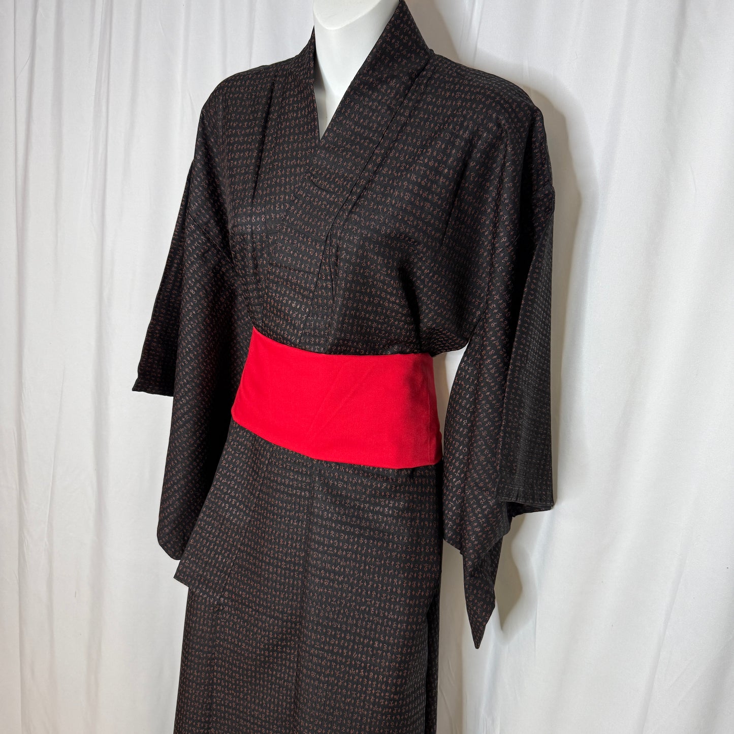 "Shadow Script" Vintage Casual Kimono