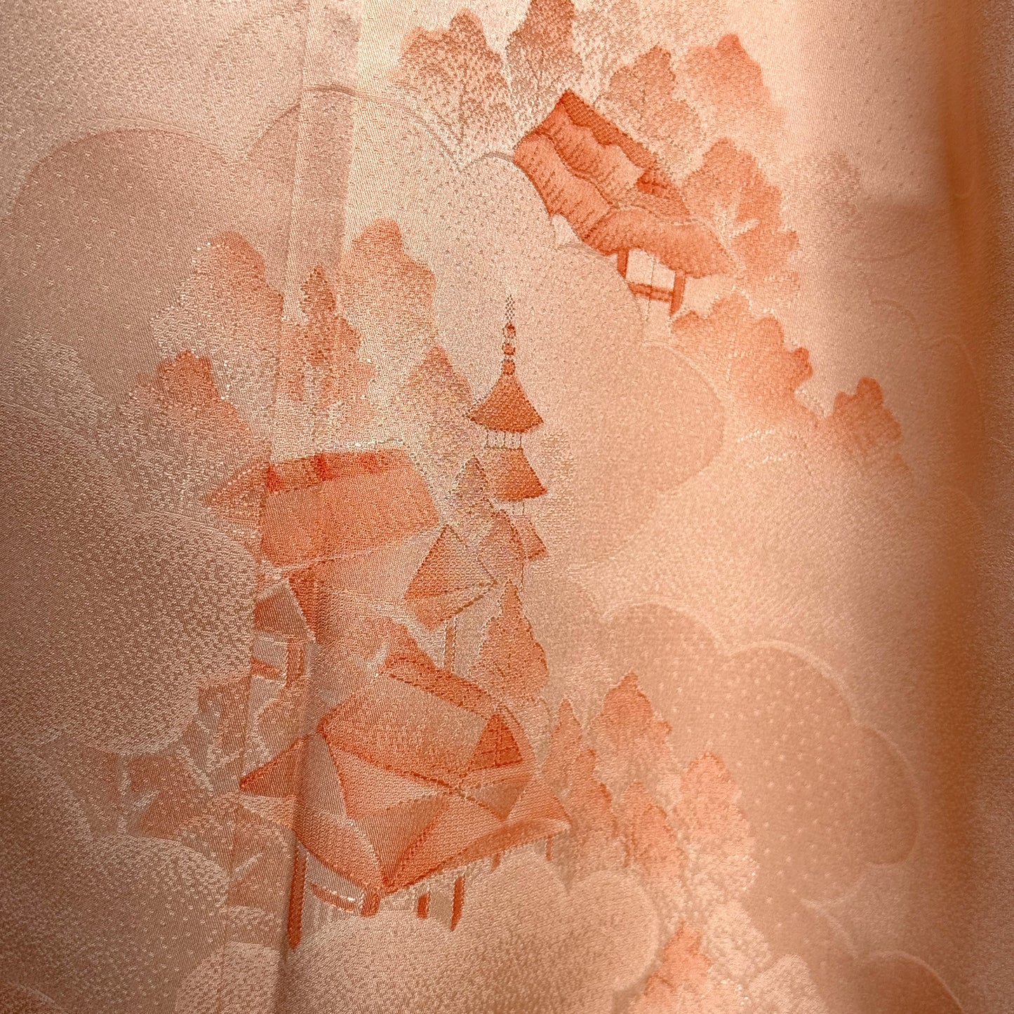 "Peach Pagoda" Vintage Iromuji Kimono