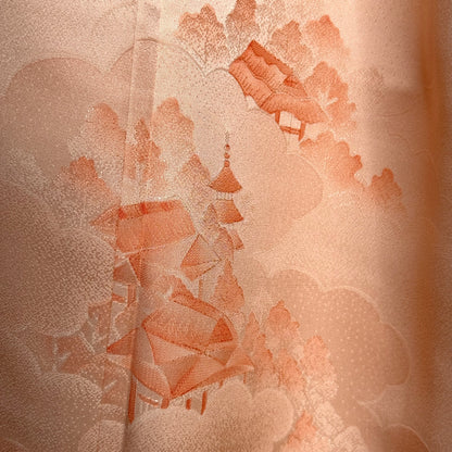 "Peach Pagoda" Vintage Iromuji Kimono