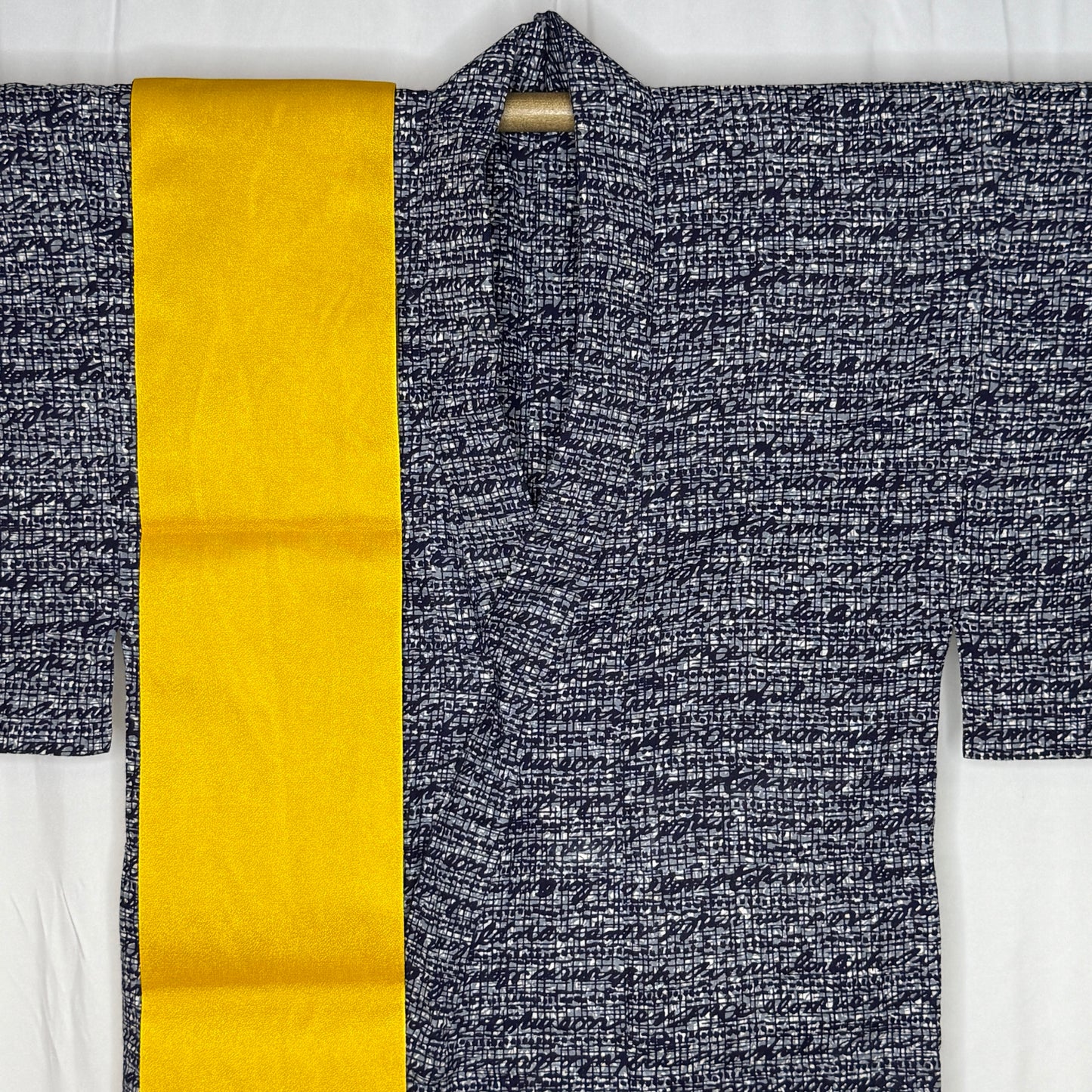"Ink Grid" Vintage Japanese Yukata