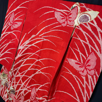 "Butterfly Charms" Vintage Furisode Kimono