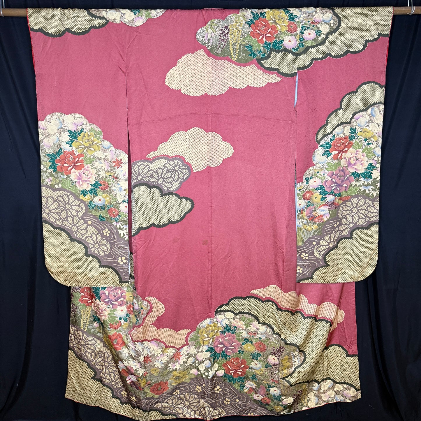 "Oshidori Ducks" Vintage Furisode Kimono