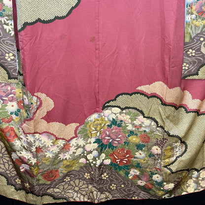 "Oshidori Ducks" Vintage Furisode Kimono