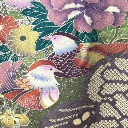 "Oshidori Ducks" Vintage Furisode Kimono
