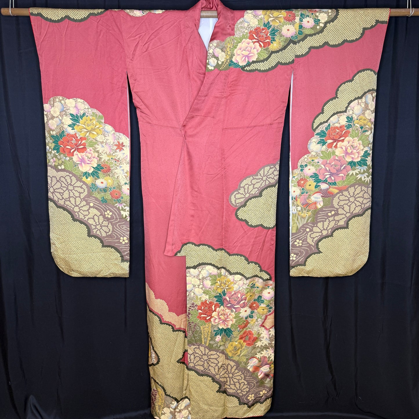 "Oshidori Ducks" Vintage Furisode Kimono