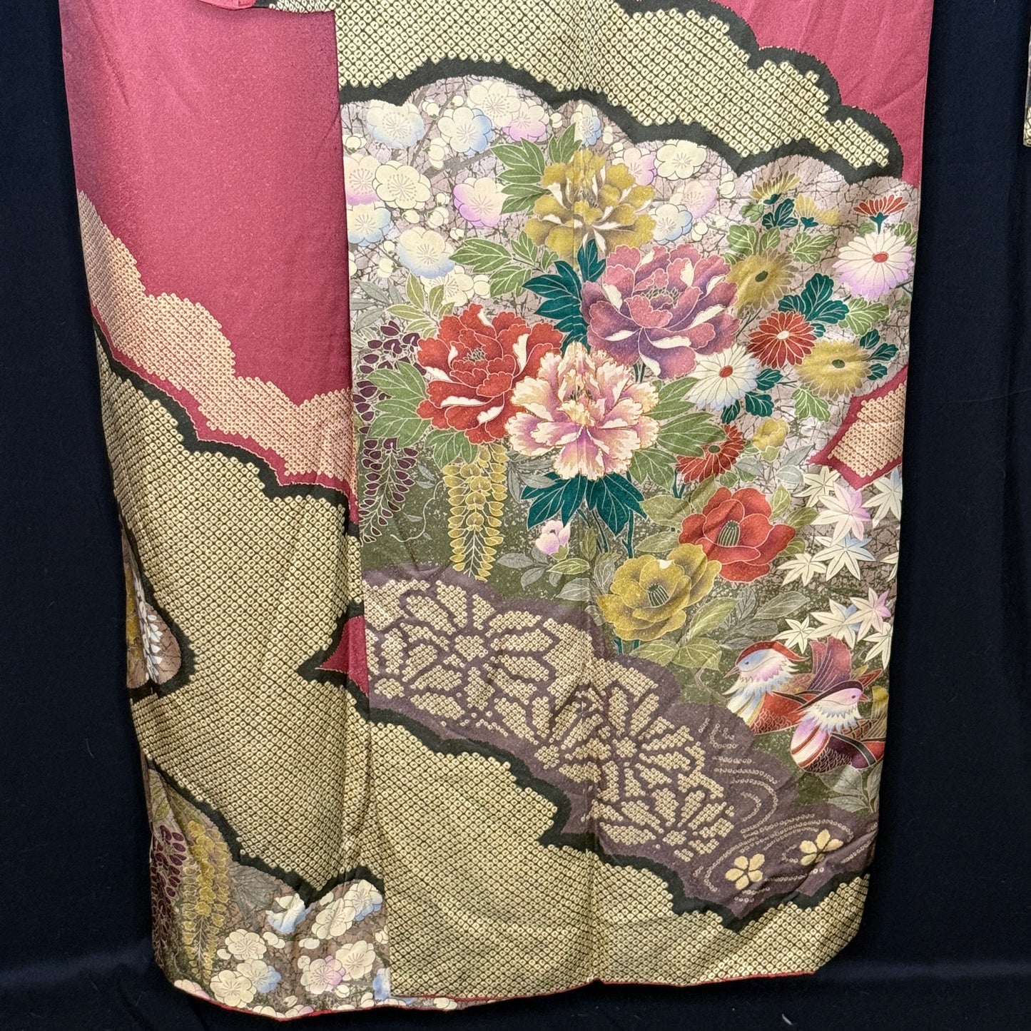 "Oshidori Ducks" Vintage Furisode Kimono