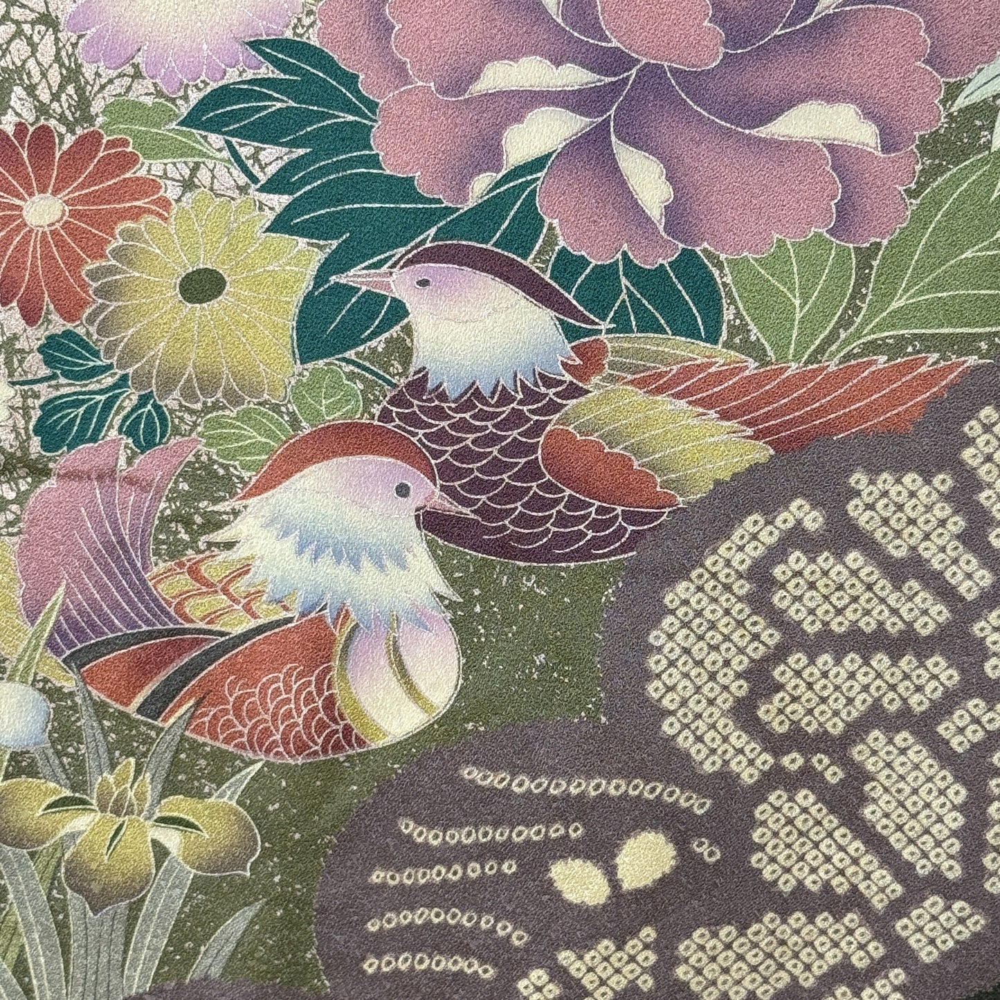 "Oshidori Ducks" Vintage Furisode Kimono