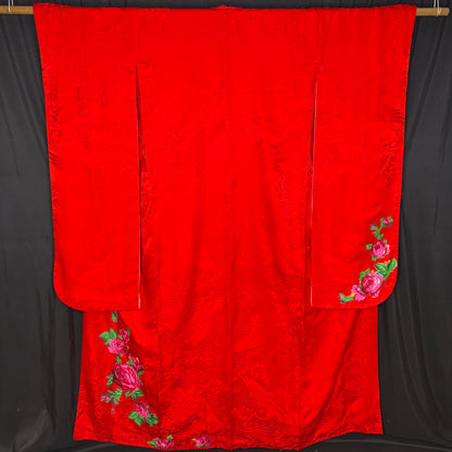 "Applique Roses" Vintage Furisode Kimono