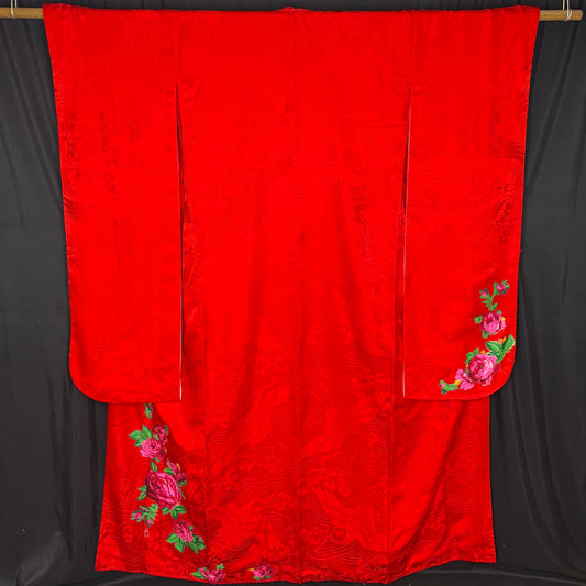 "Applique Roses" Vintage Furisode Kimono