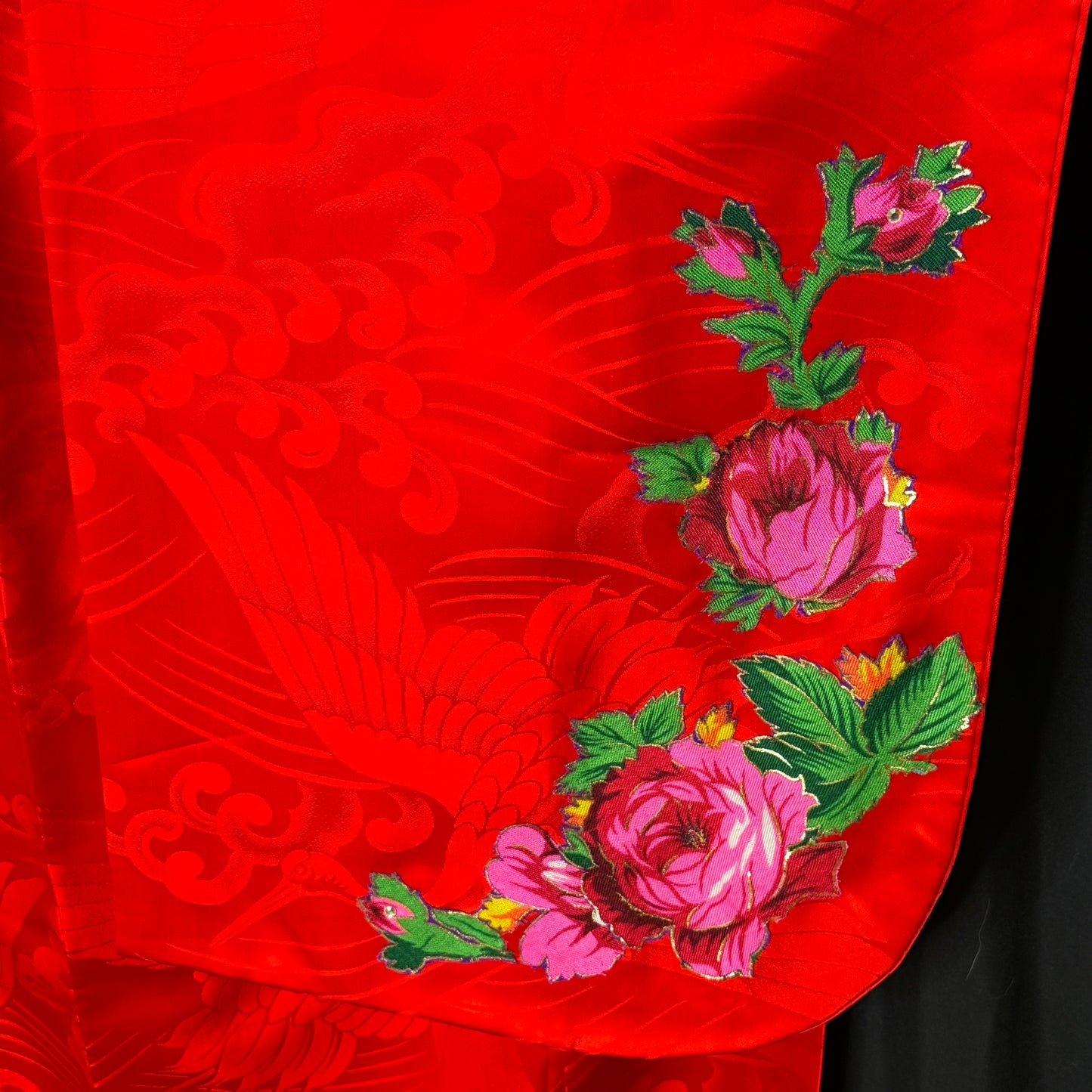 "Applique Roses" Vintage Furisode Kimono