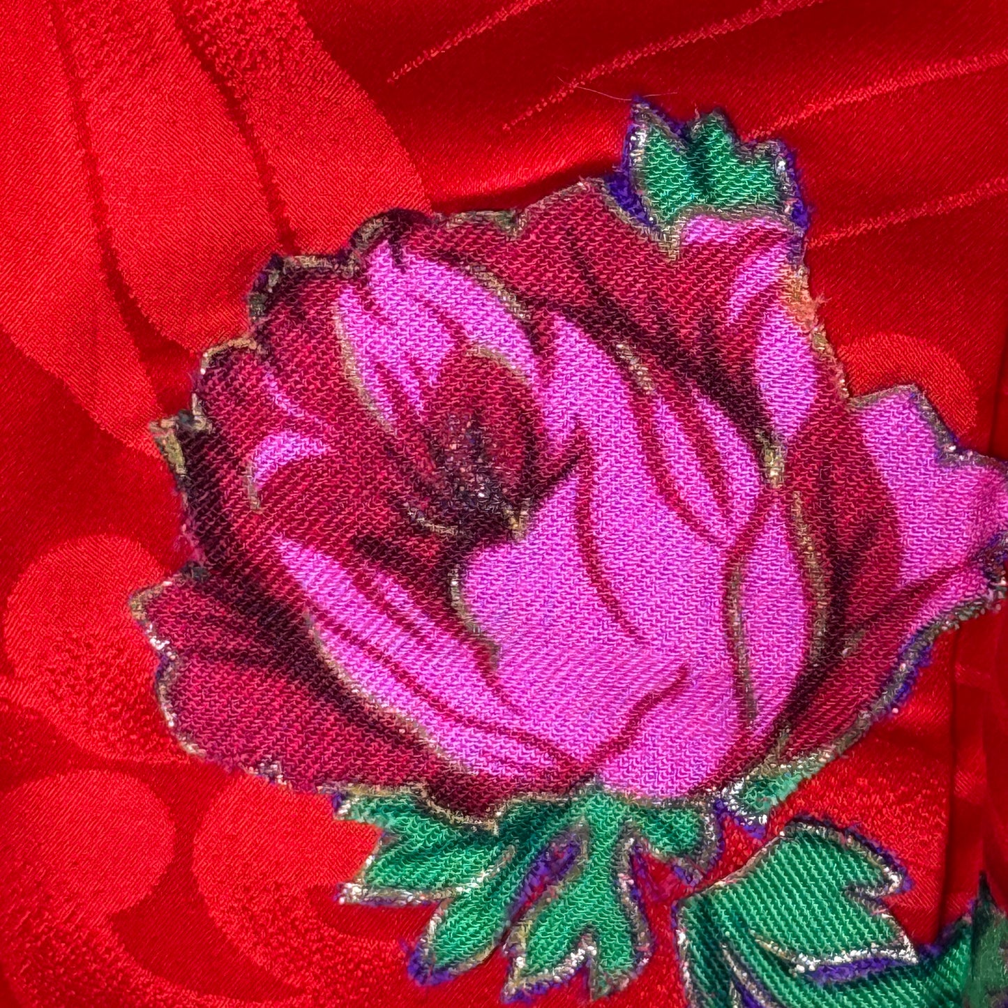 "Applique Roses" Vintage Furisode Kimono