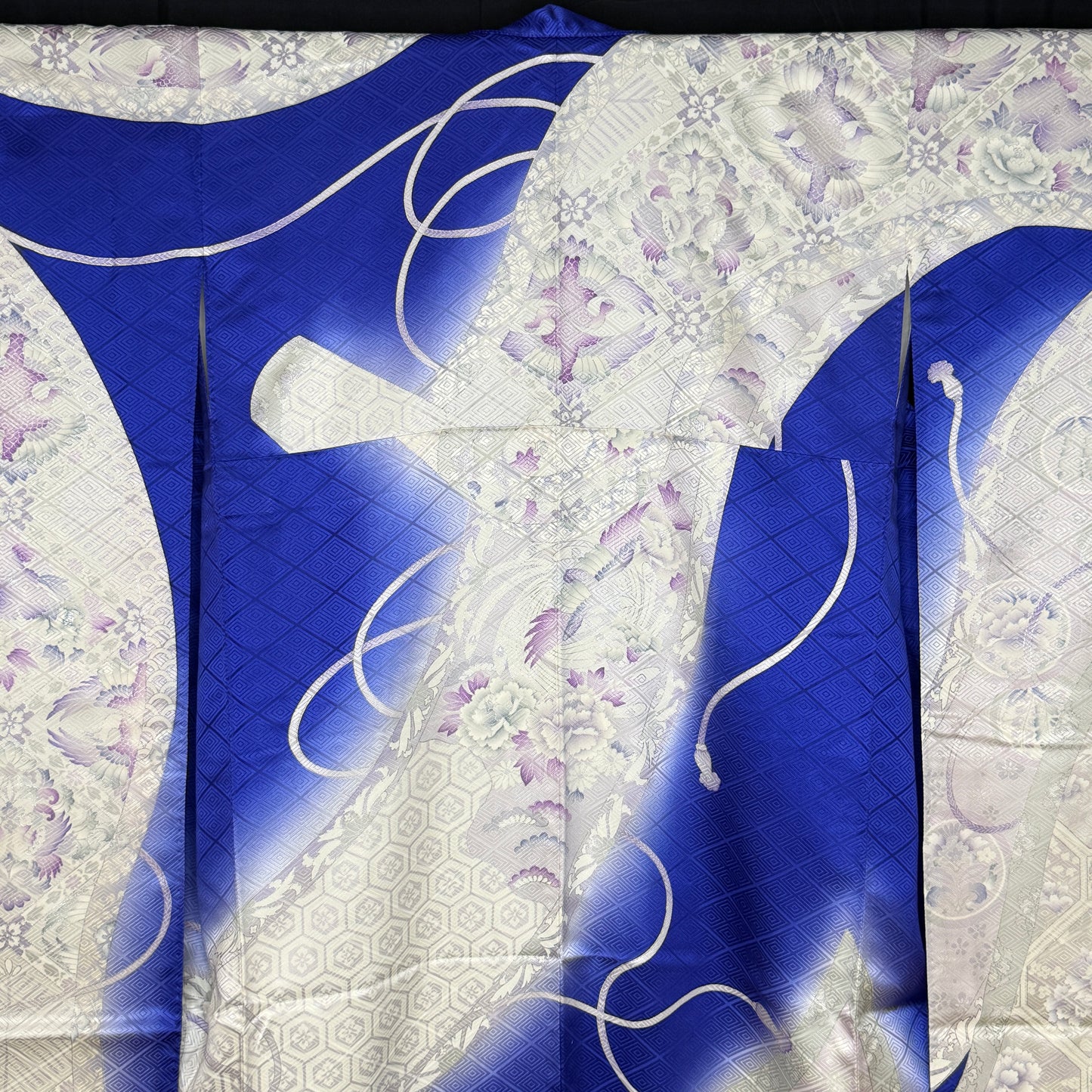 "Sapphire and Silver" Vintage Furisode Kimono