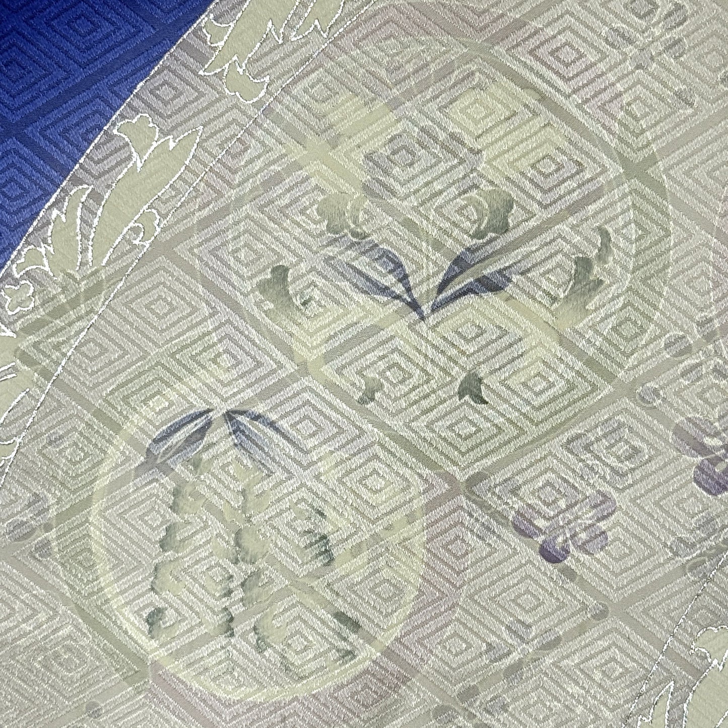 "Sapphire and Silver" Vintage Furisode Kimono