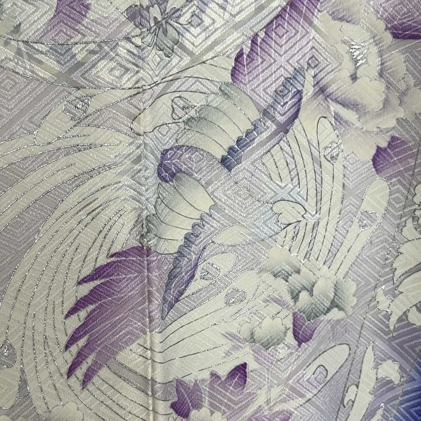 "Sapphire and Silver" Vintage Furisode Kimono