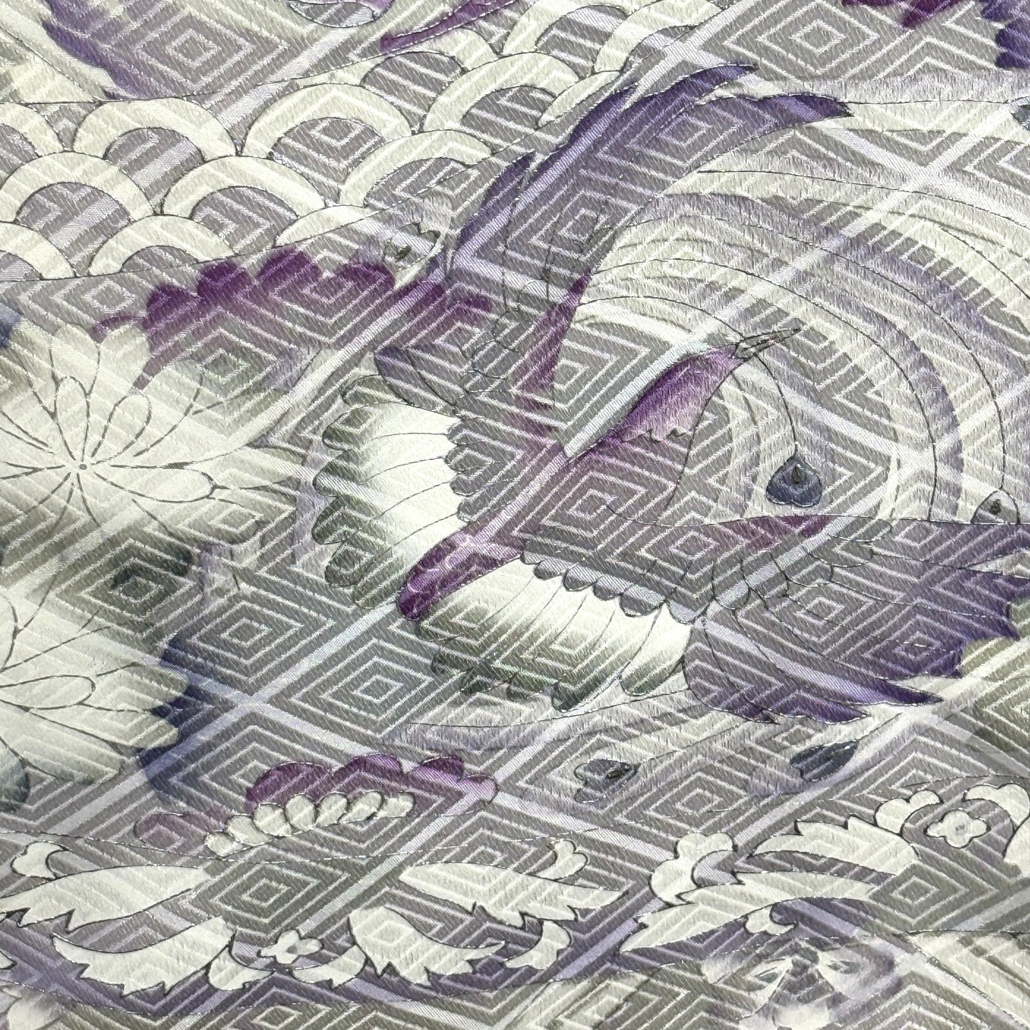 "Sapphire and Silver" Vintage Furisode Kimono