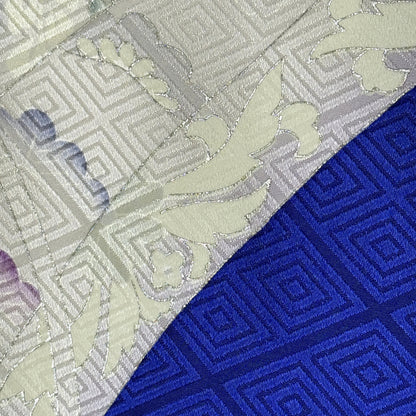 "Sapphire and Silver" Vintage Furisode Kimono
