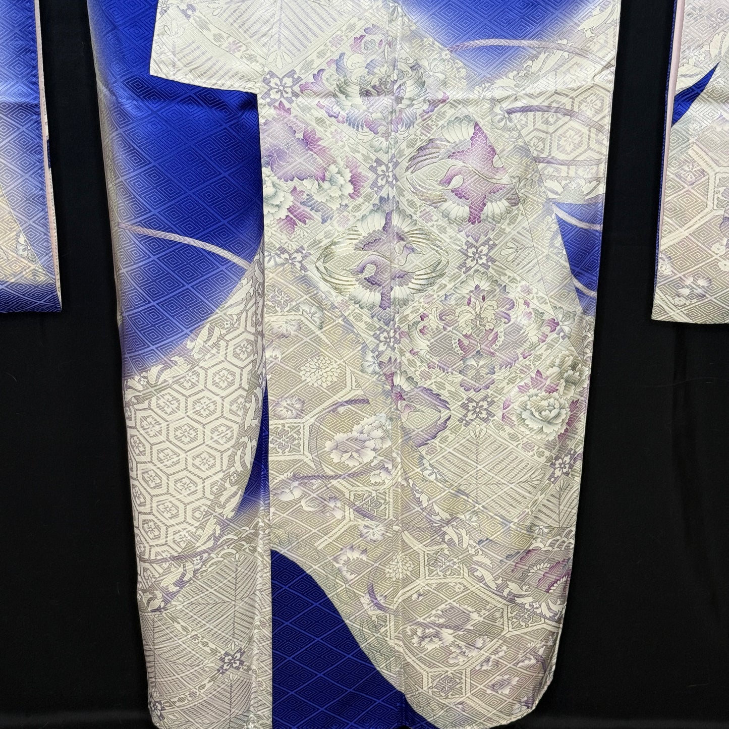 "Sapphire and Silver" Vintage Furisode Kimono