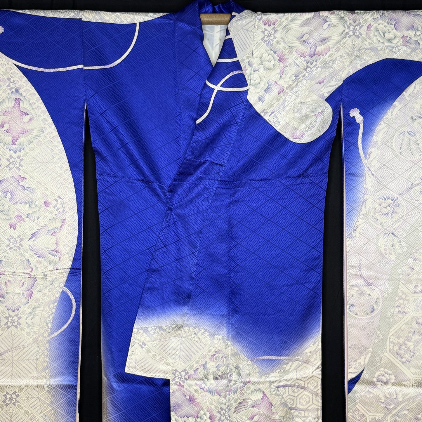 "Sapphire and Silver" Vintage Furisode Kimono