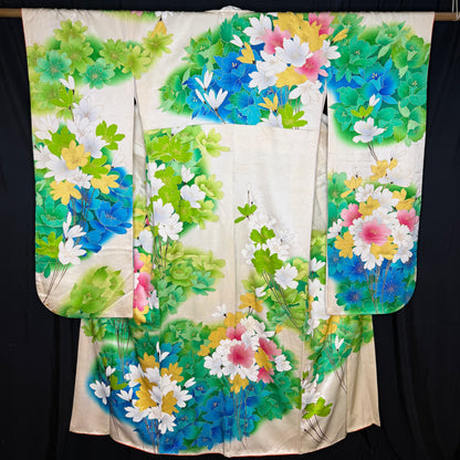 "Spring Rain" Vintage Furisode Kimono
