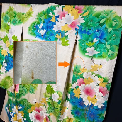 "Spring Rain" Vintage Furisode Kimono