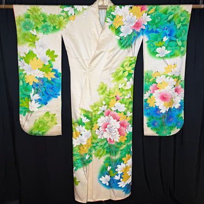"Spring Rain" Vintage Furisode Kimono