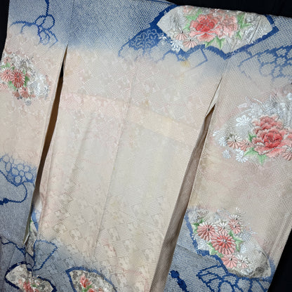 "Blue Breeze" Vintage Furisode Kimono