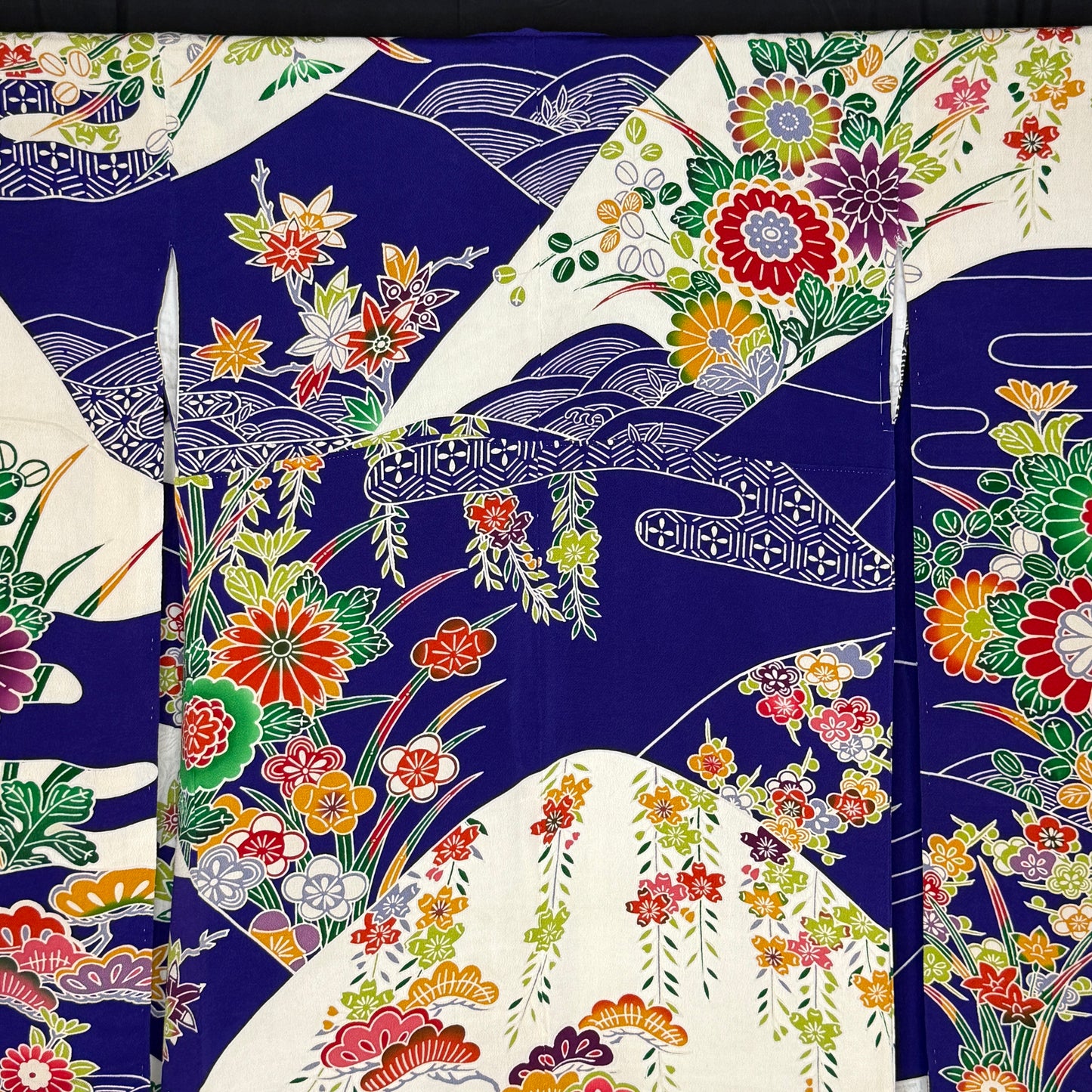 "Cobalt Stream" Vintage Furisode Kimono