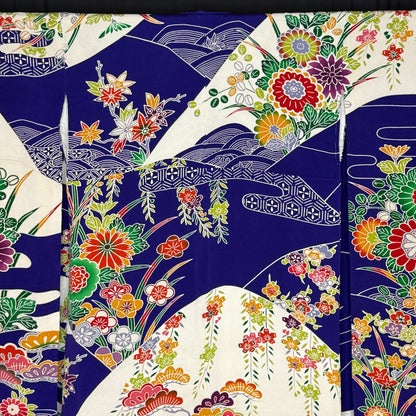 "Cobalt Stream" Vintage Furisode Kimono