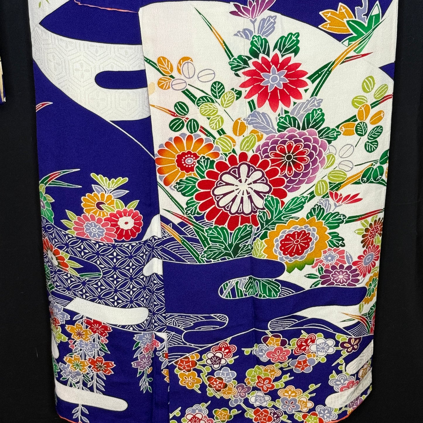 "Cobalt Stream" Vintage Furisode Kimono
