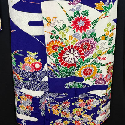 "Cobalt Stream" Vintage Furisode Kimono