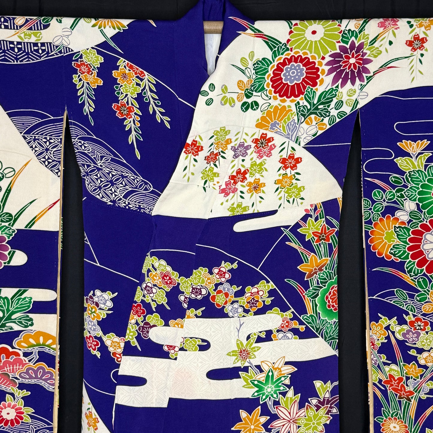 "Cobalt Stream" Vintage Furisode Kimono