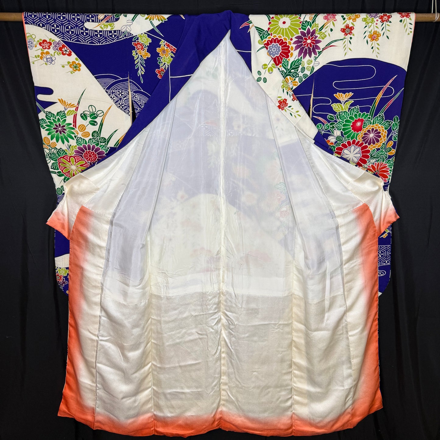 "Cobalt Stream" Vintage Furisode Kimono