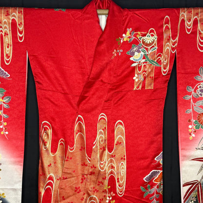 "Flowing Swirls" Vintage Furisode Kimono
