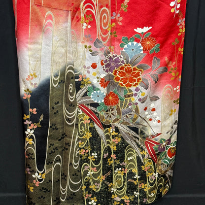 "Flowing Swirls" Vintage Furisode Kimono