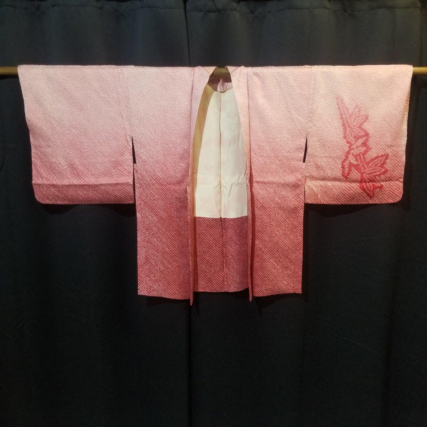 "Bamboo on Pink" Vintage Shibori Haori - Kyoto Kimono