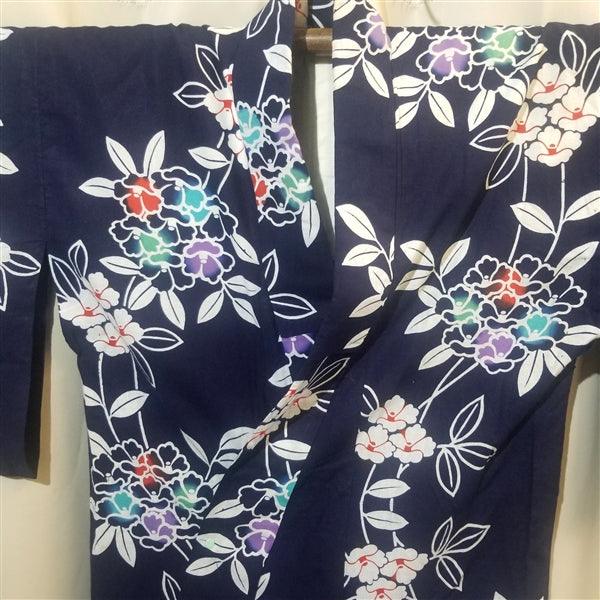 "Camelia Bouquet" Vintage Japanese Yukata - Kyoto Kimono