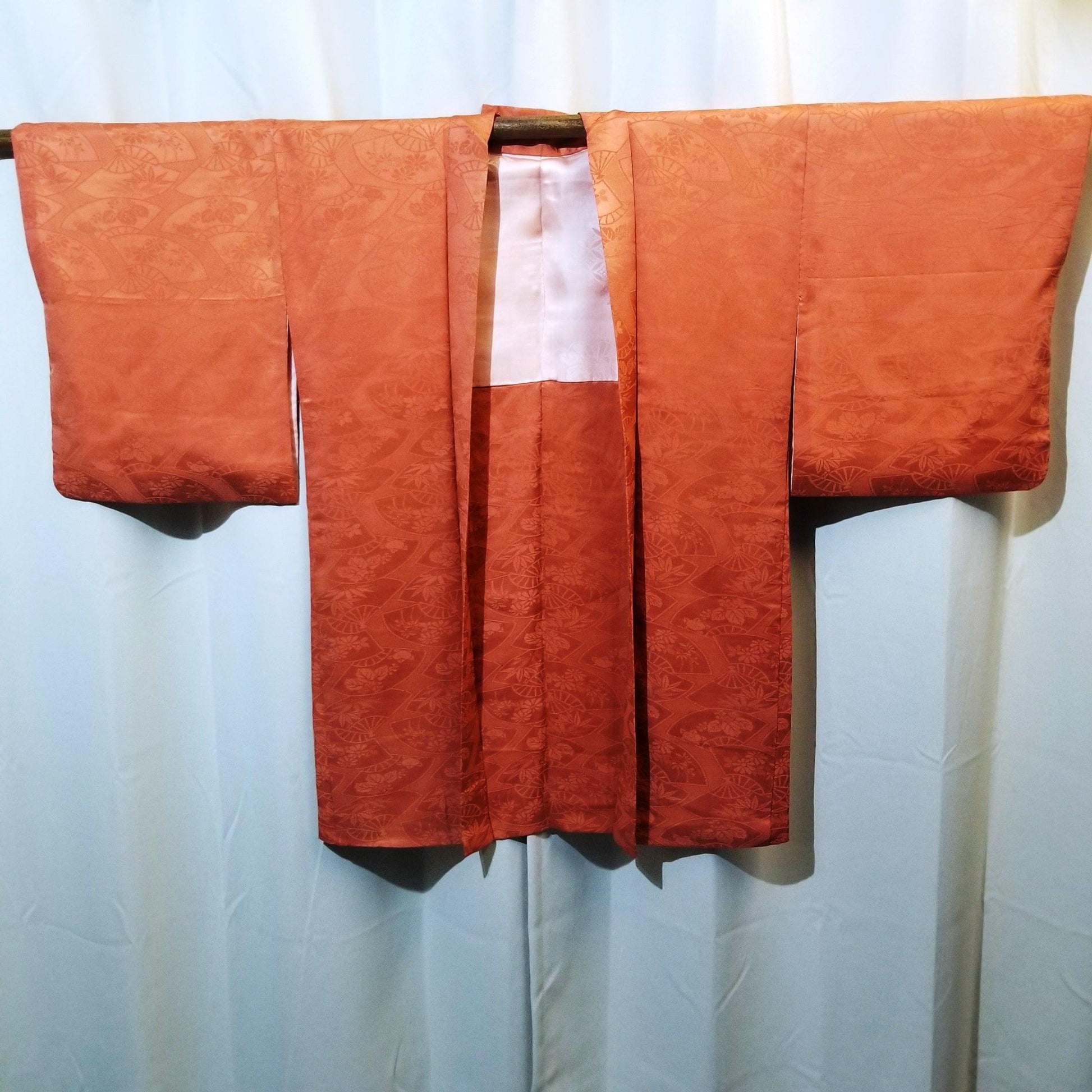 "Coral Fan" Vintage Painted Haori - Kyoto Kimono