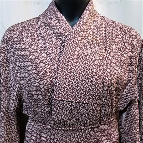 "Crepe Grid" Shortened Kimono - Kyoto Kimono