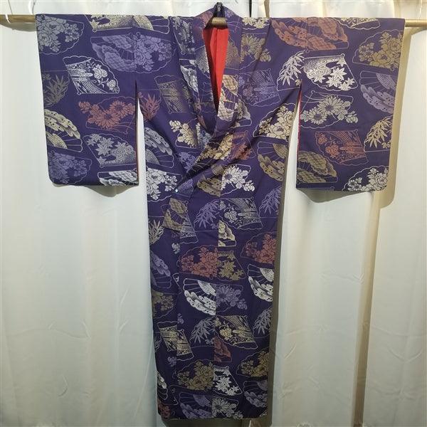 "Dancing Fans" Vintage Kimono - Kyoto Kimono