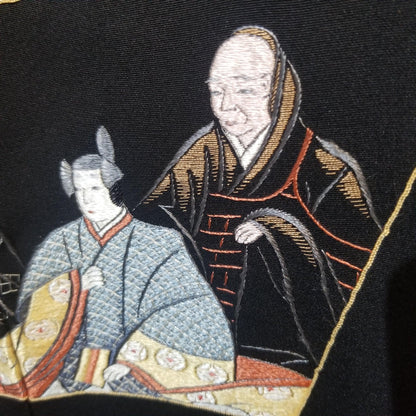 "Embroidered Genji" Vintage Haori - Kyoto Kimono